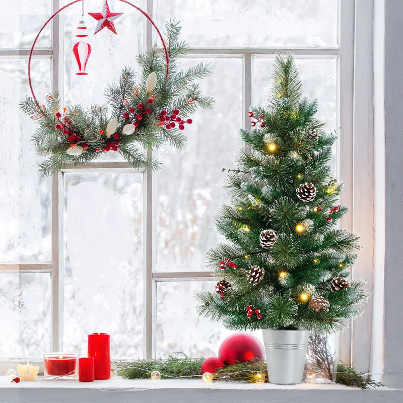 3 FT Battery-Operated Tabletop Holiday Decoration with 81 PVC and Pine Needles by DirectDeals
