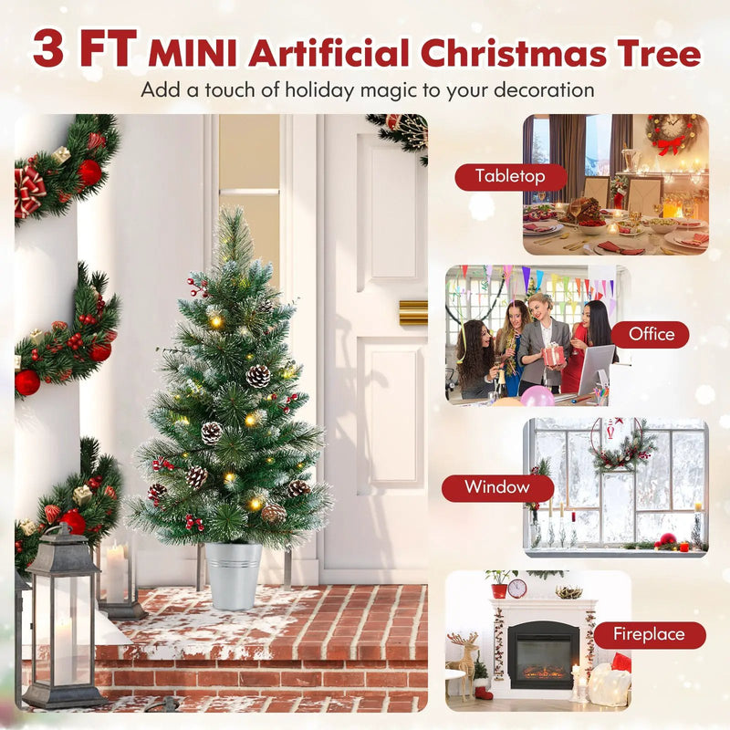 3 FT Battery-Operated Tabletop Holiday Decoration with 81 PVC and Pine Needles by DirectDeals