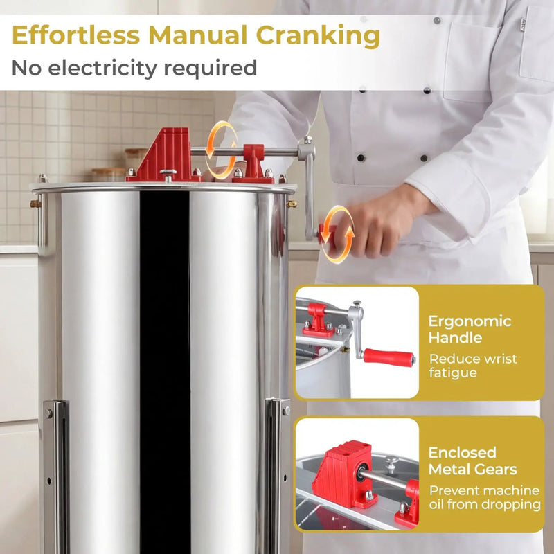 3 Frame Manual Honey Extractor with Bottom Gravity Flow Gate and Clear Lid for Home Apiary by DirectDeals