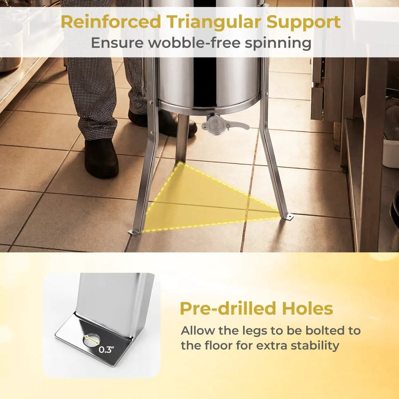 3 Frame Manual Honey Extractor with Bottom Gravity Flow Gate and Clear Lid for Home Apiary by DirectDeals