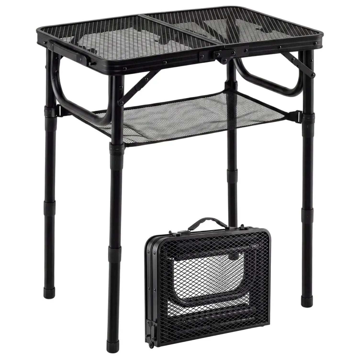 3-Height Folding Picnic Table with Large Storage Net and Handle by DirectDeals