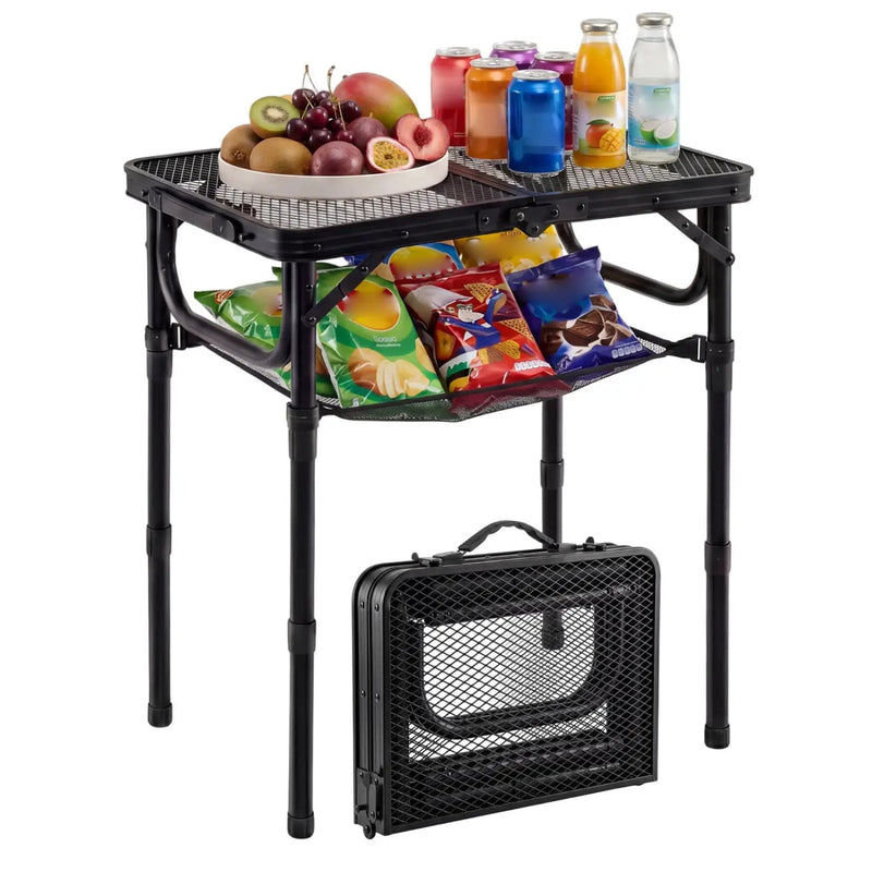 3-Height Folding Picnic Table with Large Storage Net and Handle by DirectDeals