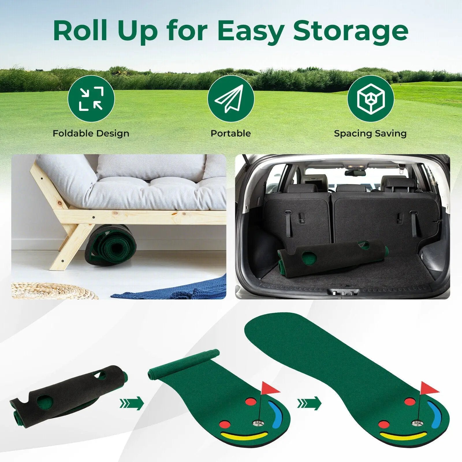 Golf Putting Green Set for Indoor Outdoor Use by DirectDeals