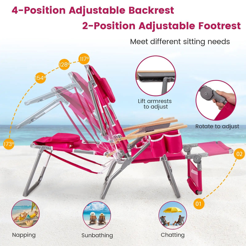 3-IN-1 Foldable Beach Chair with Footrest and Adjustable Backrest by DirectDeals