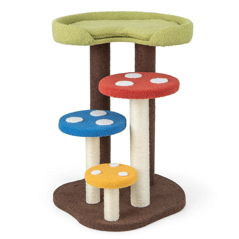 3-In-1 Cat Tree 3 Full-Wrapped Sisal Posts Removable Mat and Platforms-Multicolor by DirectDeals