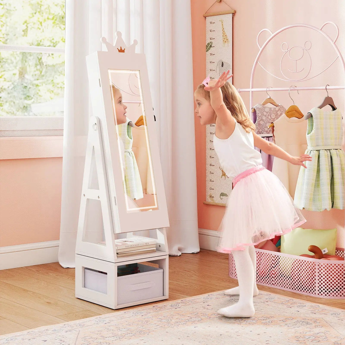 3 In 1 Kids Jewelry Cabinet with 3-Color Lighted Full Length Mirror, photo 12 of 16