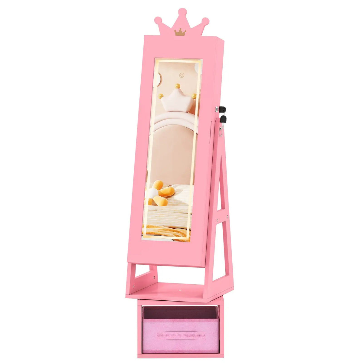 3 In 1 Kids Jewelry Cabinet with 3-Color Lighted Full Length Mirror, photo 5 of 16