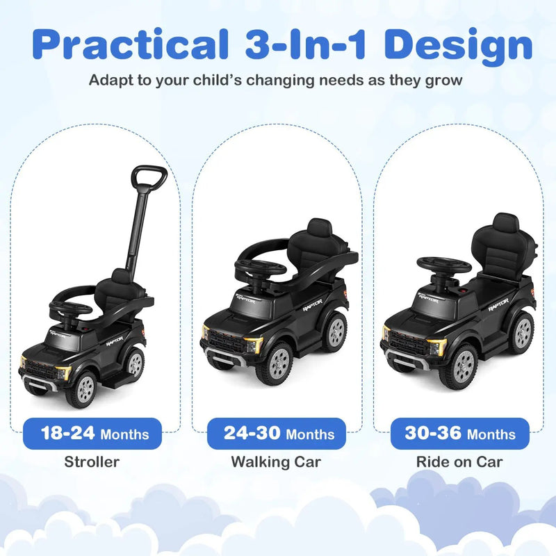 3-In-1 Licensed Ford Push Car for Toddlers by DirectDeals