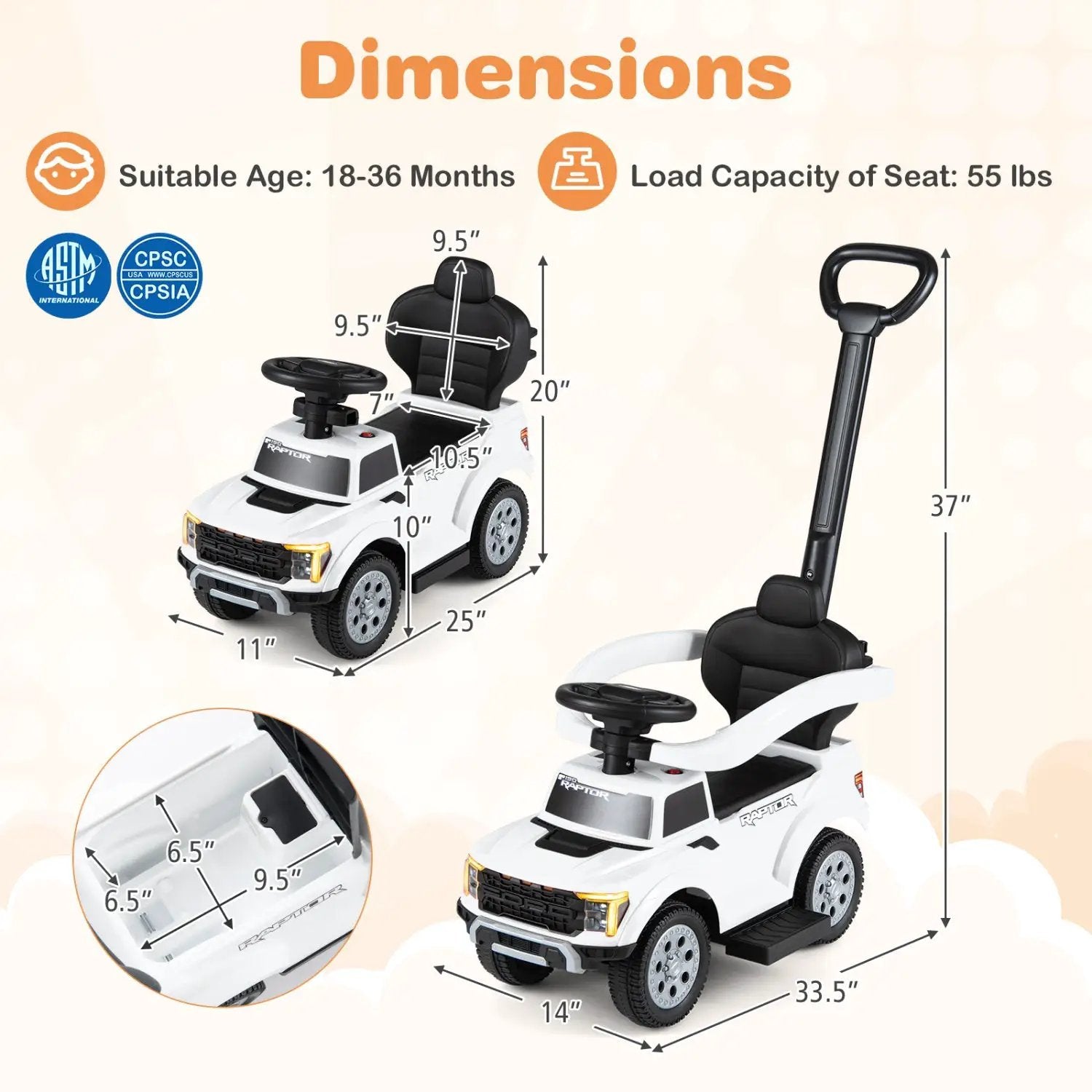 3-In-1 Licensed Ford Push Car for Toddlers by DirectDeals