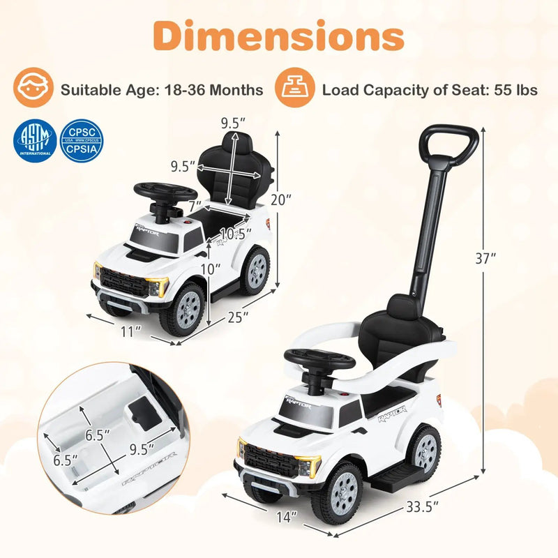 3-In-1 Licensed Ford Push Car for Toddlers by DirectDeals
