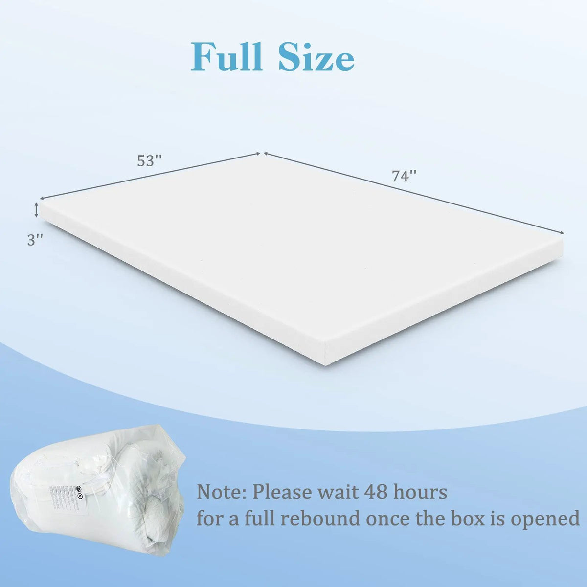 3 Inch Gel-Infused Memory Foam Mattress Topper with Removable Cover, photo 9 of 11