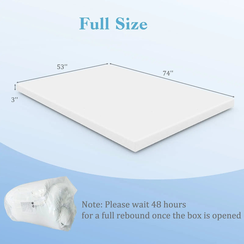3 Inch Gel-Infused Memory Foam Mattress Topper with Removable Cover by DirectDeals