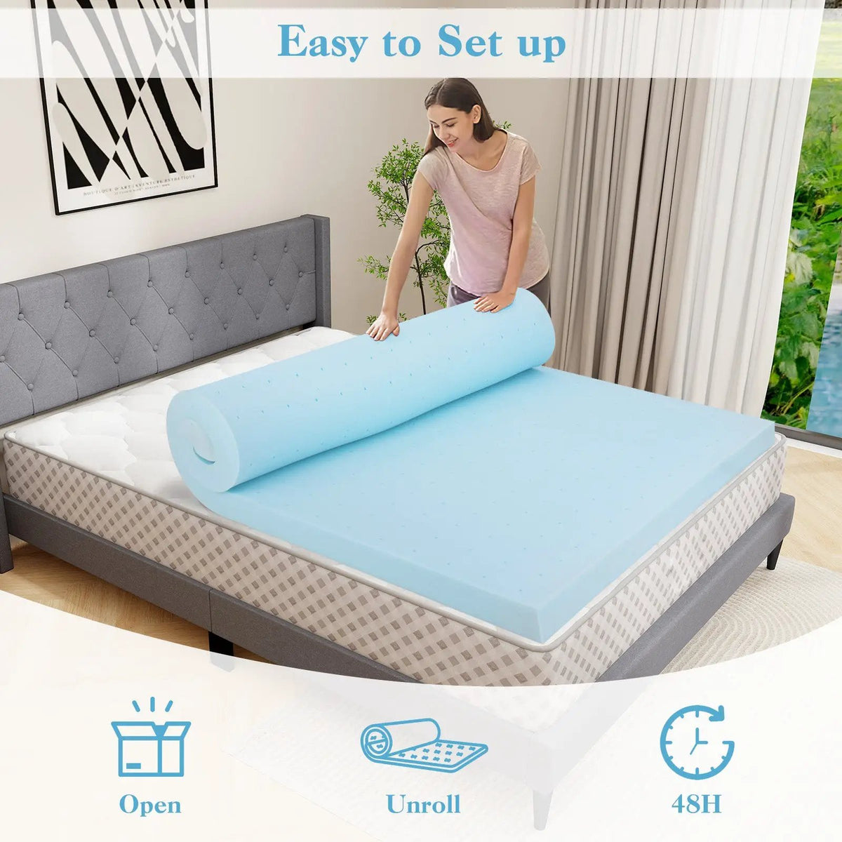 3 Inch Gel-Infused Memory Foam Mattress Topper with Removable Cover, photo 4 of 11