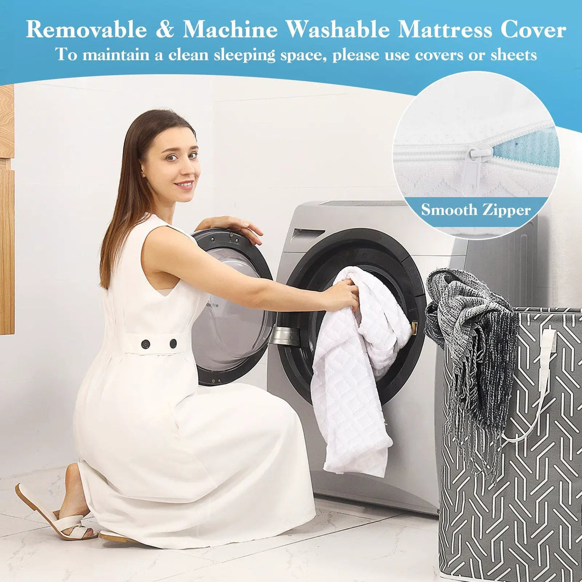 3 Inch Gel-Infused Memory Foam Mattress Topper with Removable Cover, photo 5 of 11