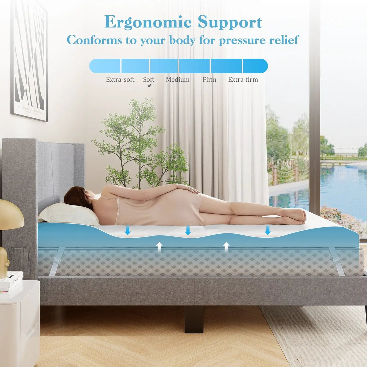 3 Inch Gel-Infused Memory Foam Mattress Topper with Removable Cover, photo 6 of 11