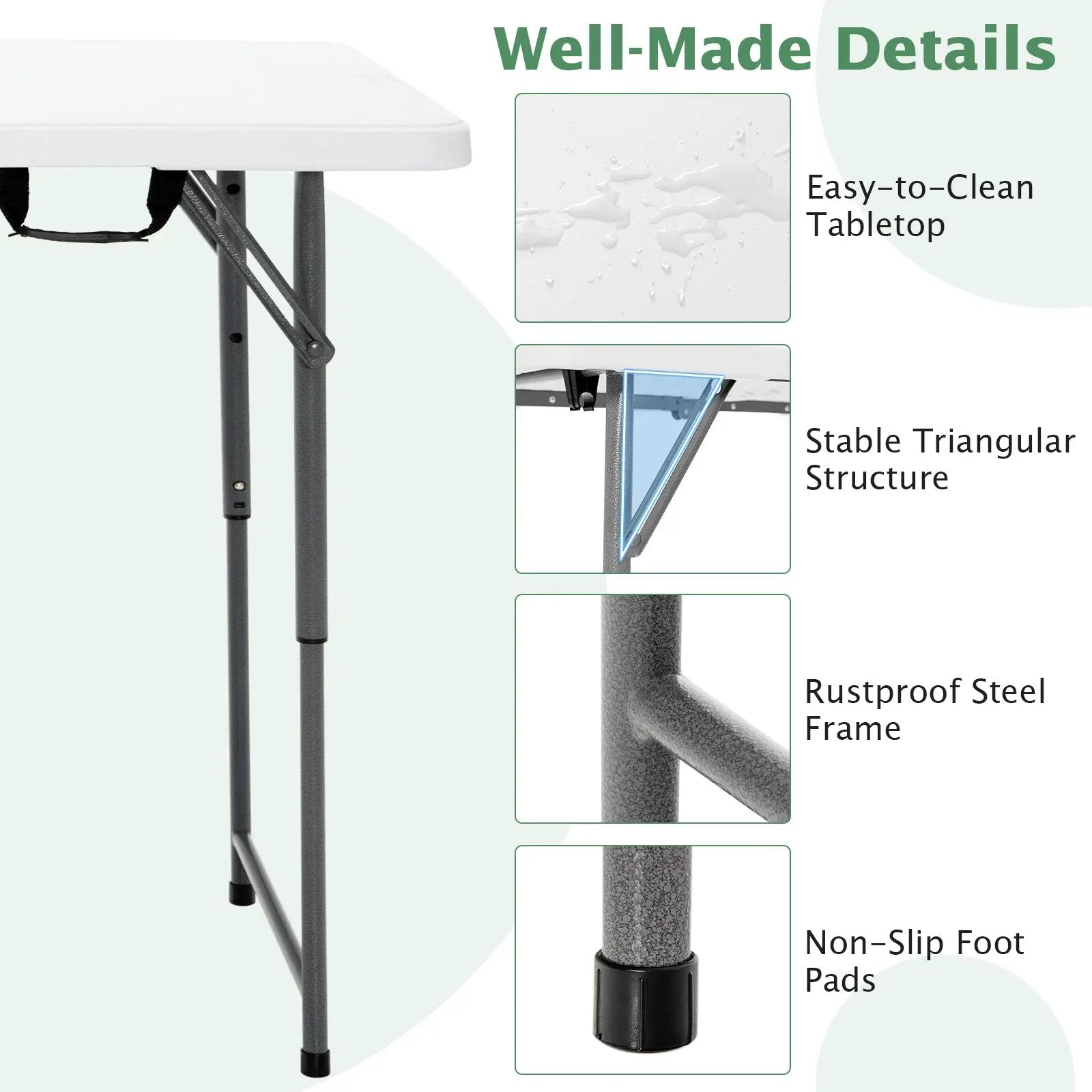 3-Level Height Adjustable Folding Table by DirectDeals