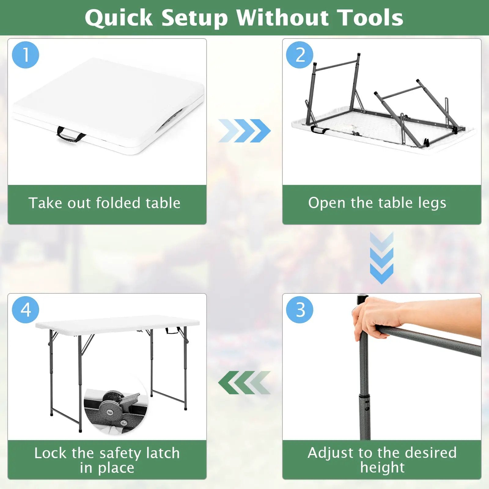3-Level Height Adjustable Folding Table by DirectDeals