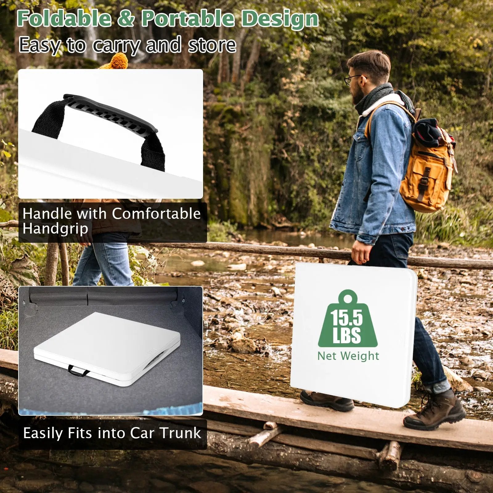 3-Level Height Adjustable Folding Table by DirectDeals