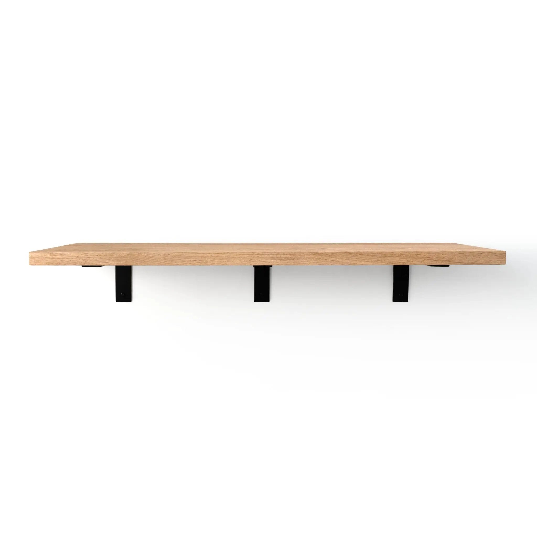 Deep Shelf with Black Steel L Brackets by NookWoodworking