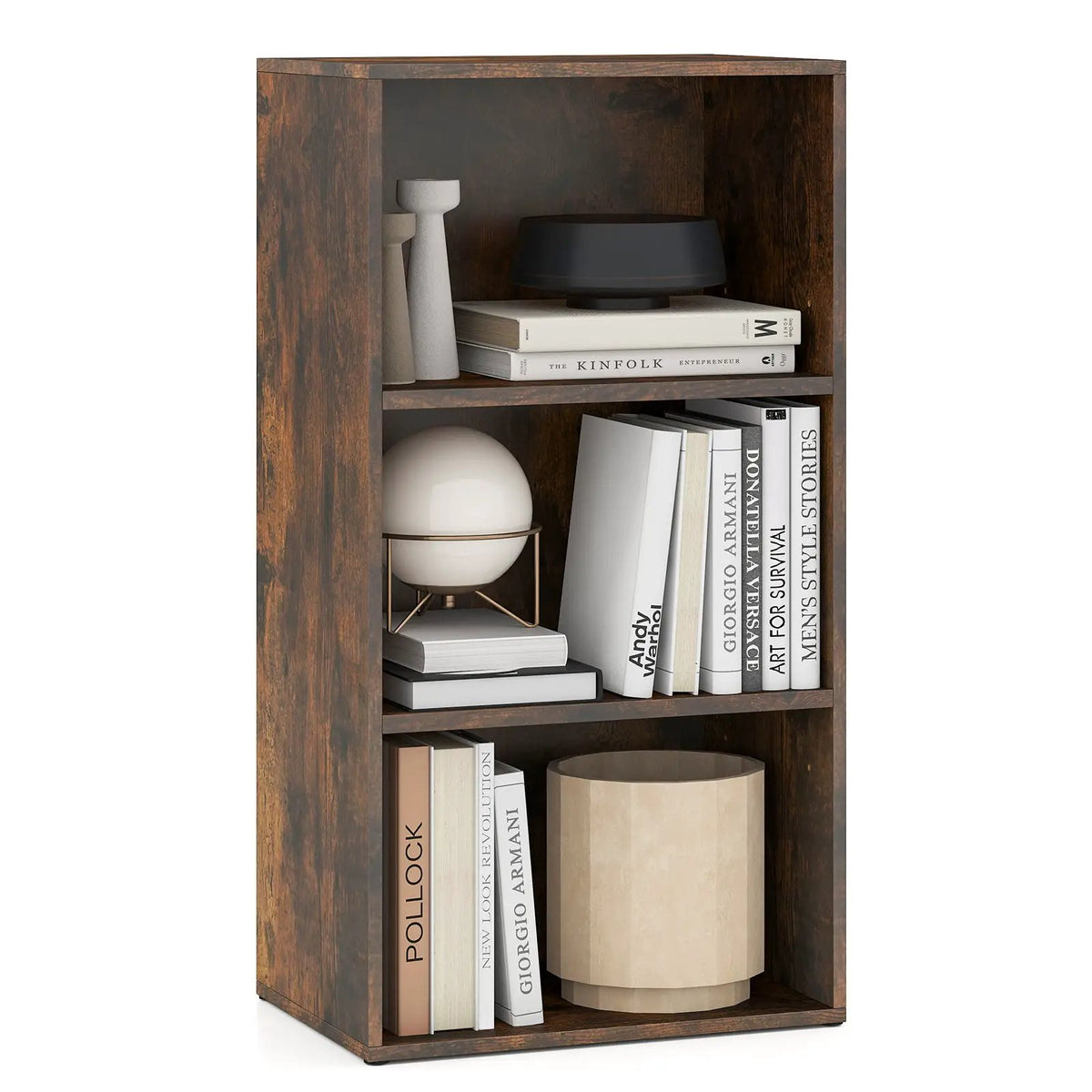 3-Tier Cube Bookcase with Adjustable Shelves for Home Office-Natural, photo 9 of 10