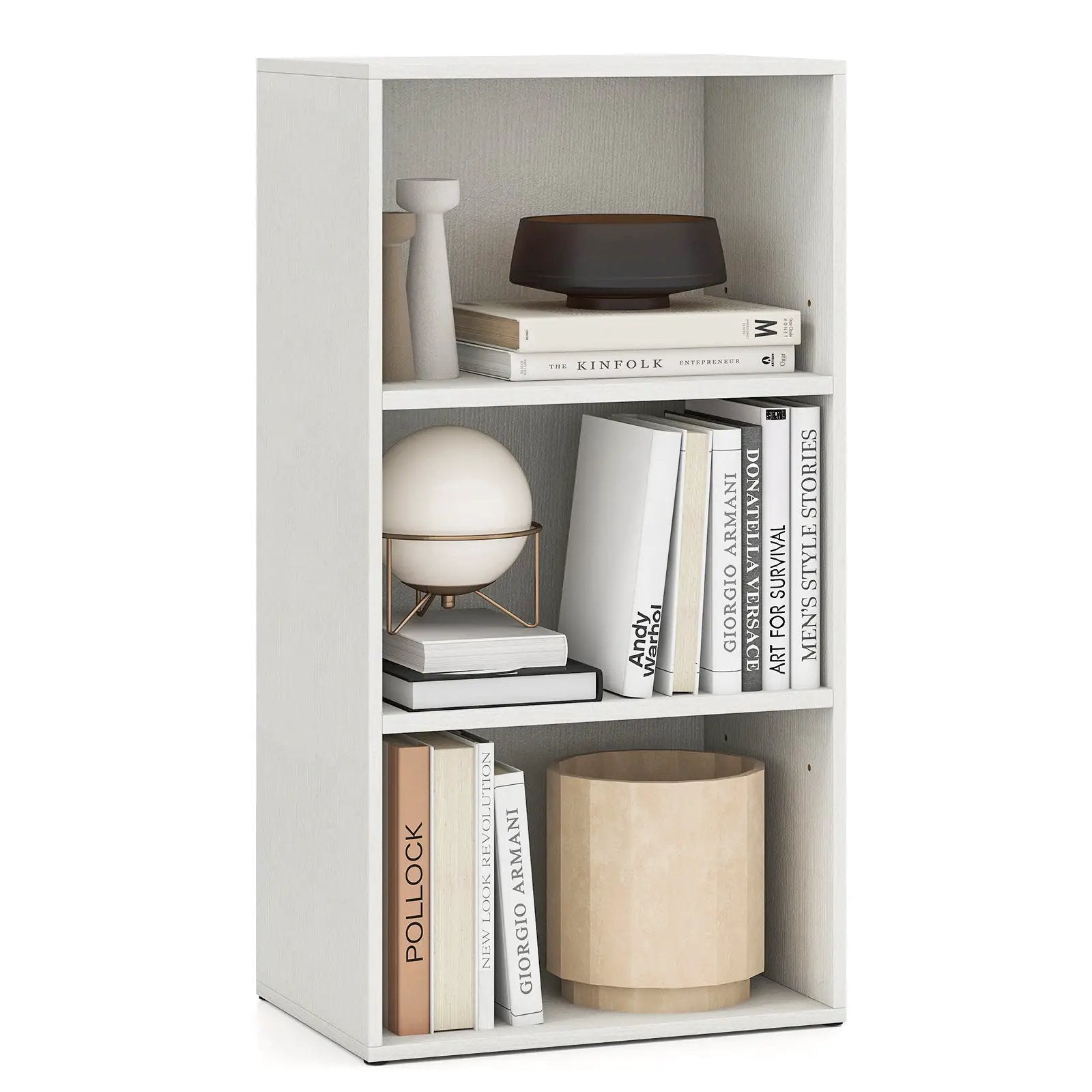 3-Tier Cube Bookcase with Adjustable Shelves for Home Office-Natural by DirectDeals