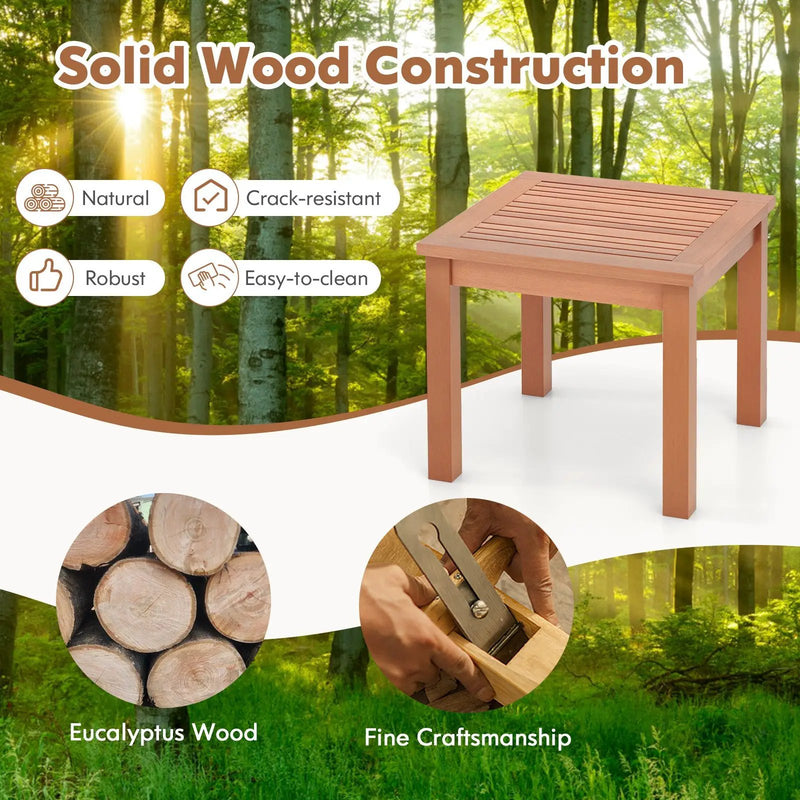 3 PCS Eucalyptus Wood Patio Bistro Set with 2 Folding Arm Chairs by DirectDeals