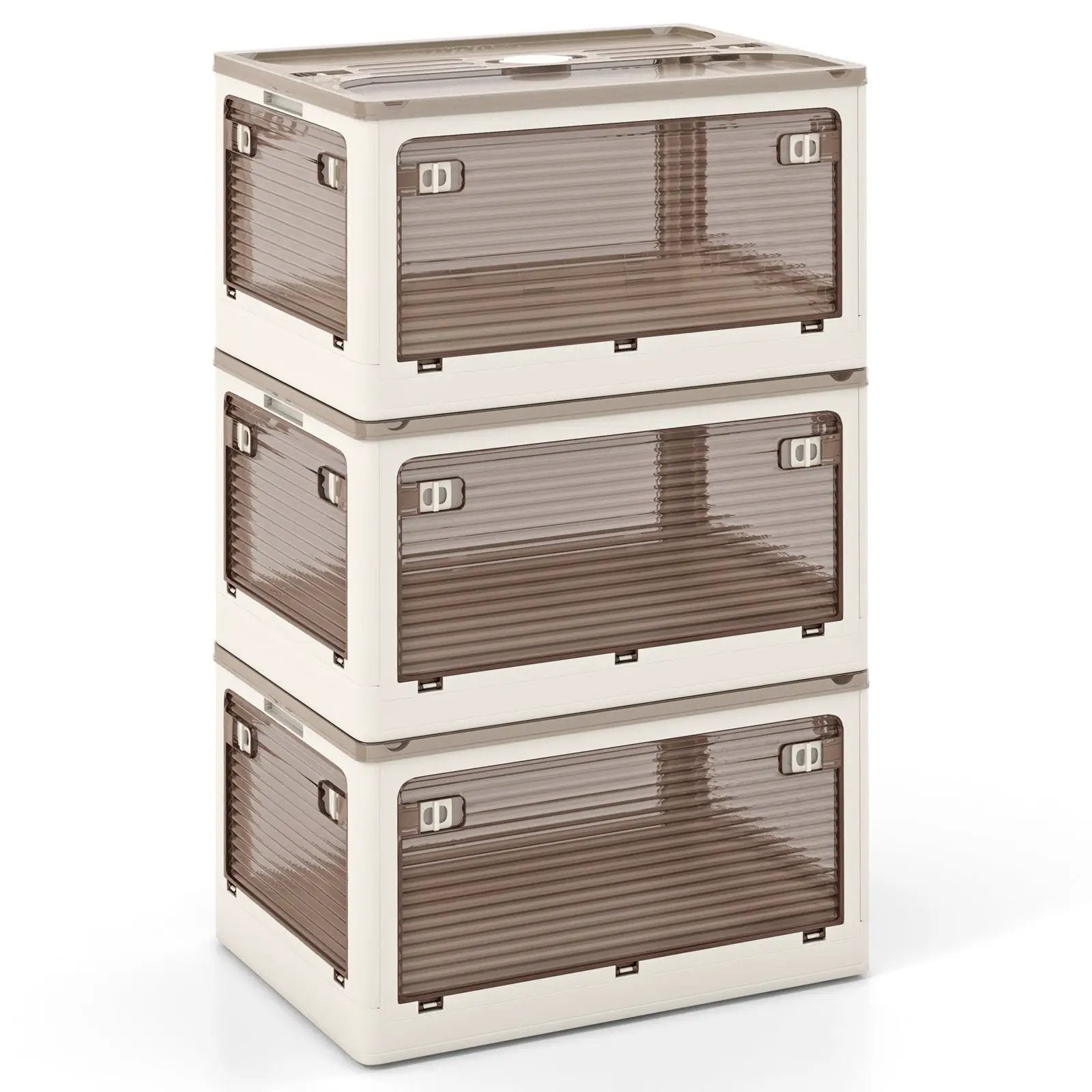3-Pack Stackable Storage Bins with Lids with 5 Opening Ways by DirectDeals