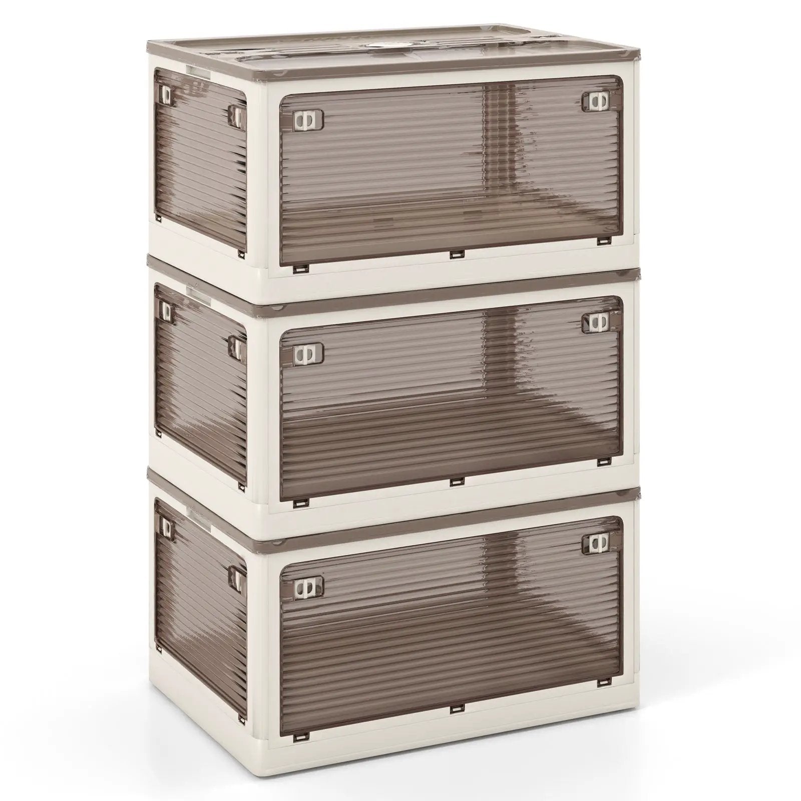 3-Pack Stackable Storage Bins with Lids with 5 Opening Ways by DirectDeals