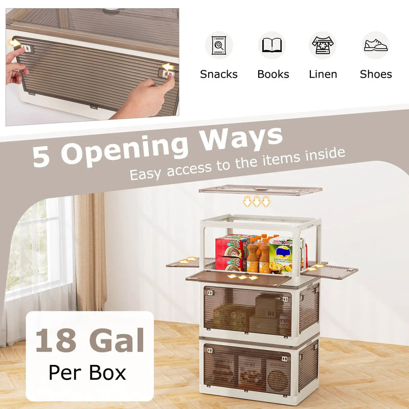 3-Pack Stackable Storage Bins with Lids with 5 Opening Ways by DirectDeals