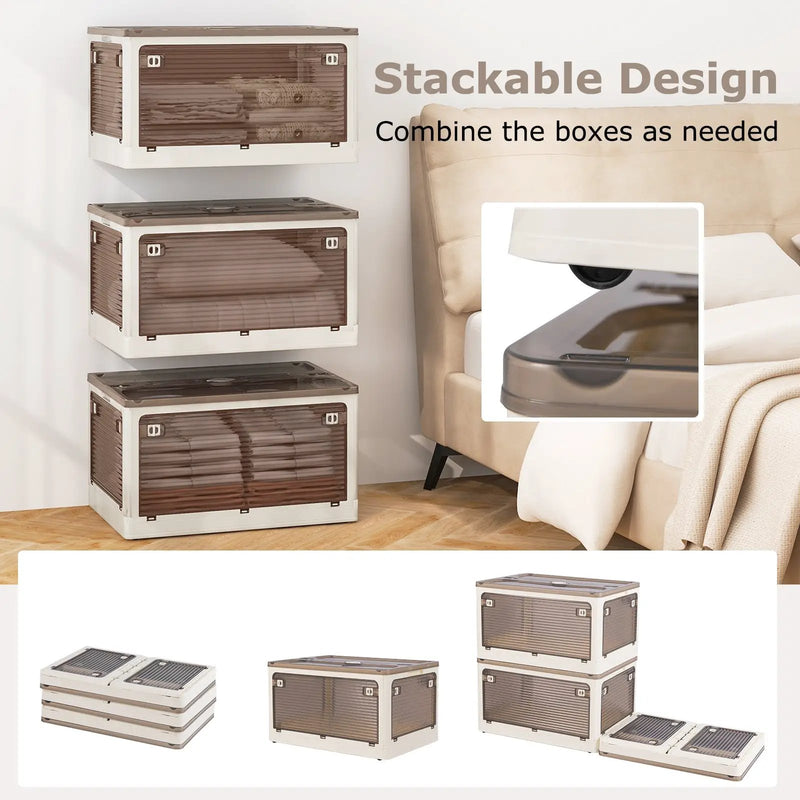 3-Pack Stackable Storage Bins with Lids with 5 Opening Ways by DirectDeals