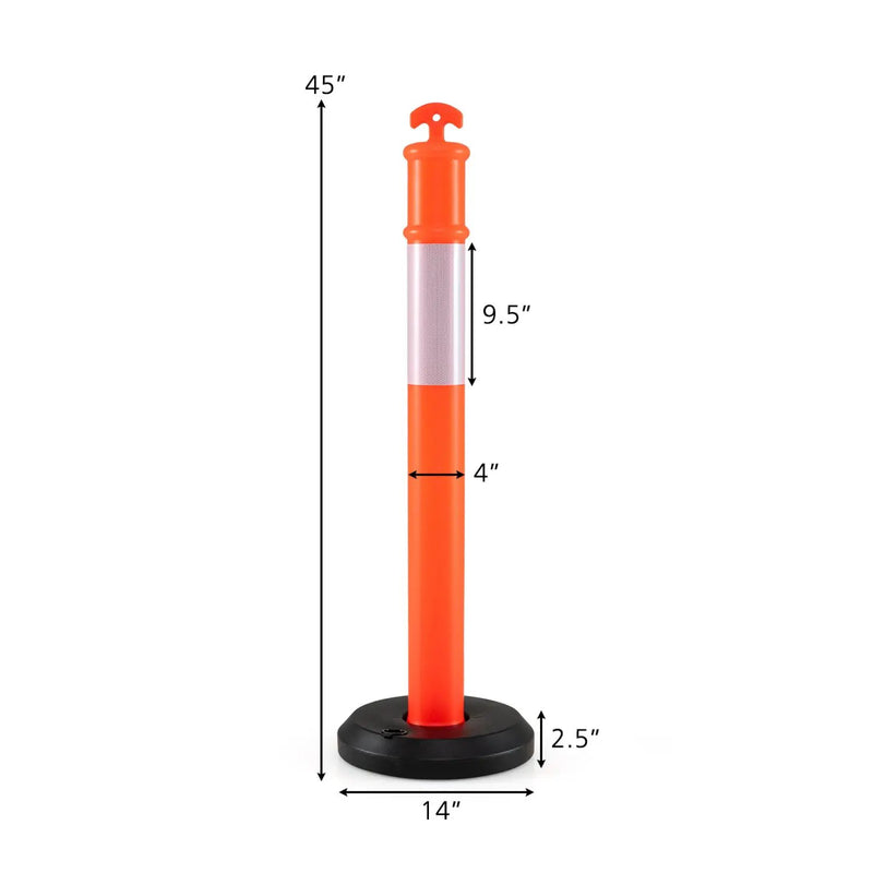 3 Pack Traffic Delineator Posts with Fillable Base for Parking Lots and Construction by DirectDeals