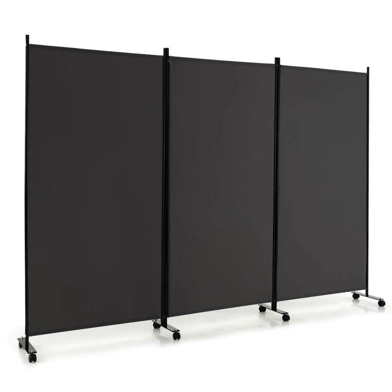 3 Panel Folding Room Divider with Lockable Wheels by DirectDeals