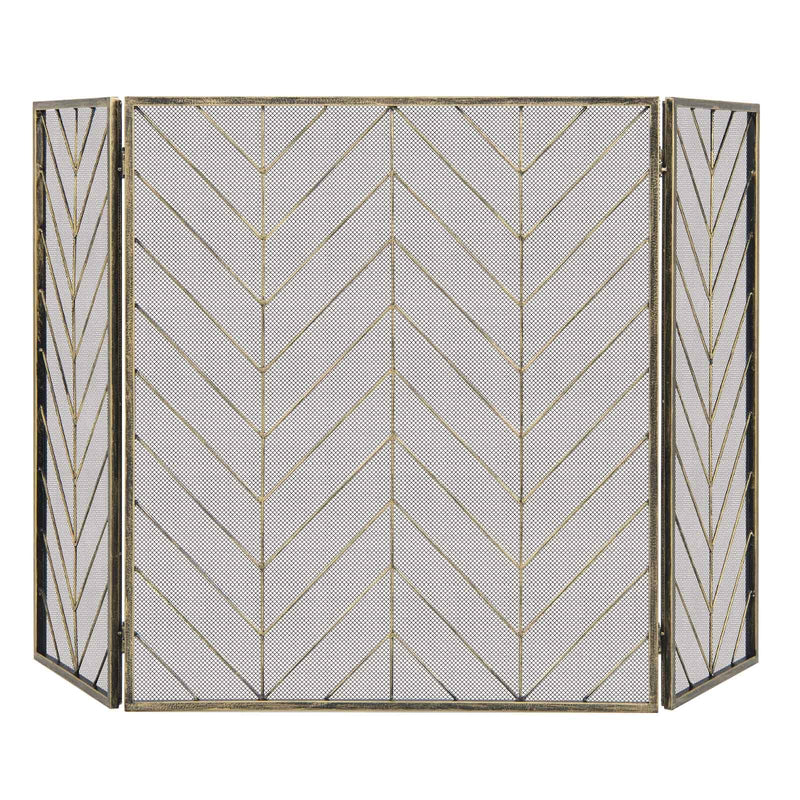 3-Panel Metal Foldable Fireplace Screen with Metal Mesh by DirectDeals