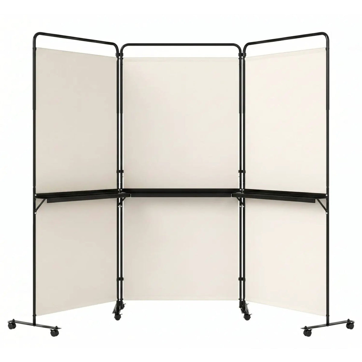 3-Panel Room Divider with Shelves 6 FT Tall Folding Privacy Screen with Lockable Wheels, photo 5 of 24