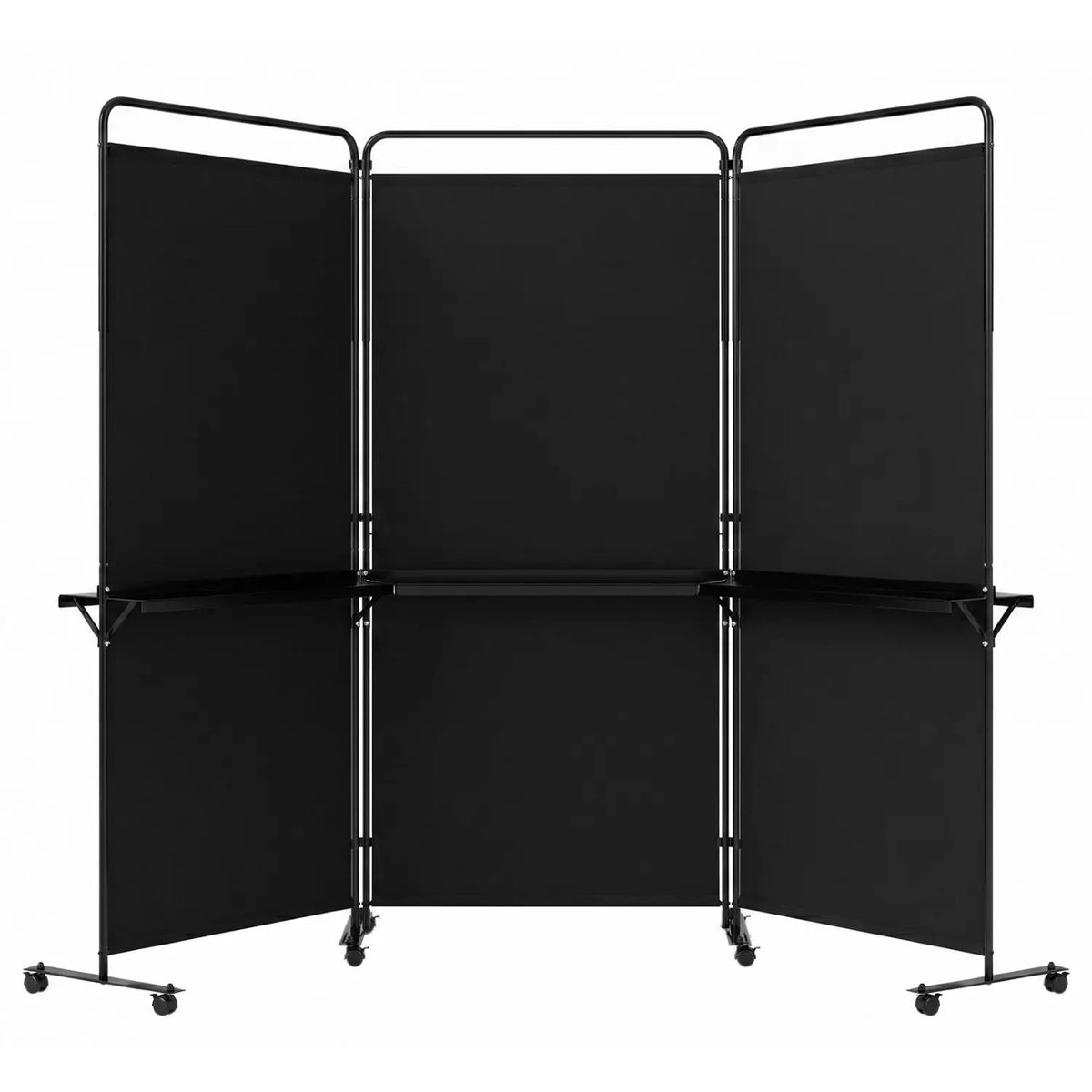 3-Panel Room Divider with Shelves 6 FT Tall Folding Privacy Screen with Lockable Wheels, photo 19 of 24