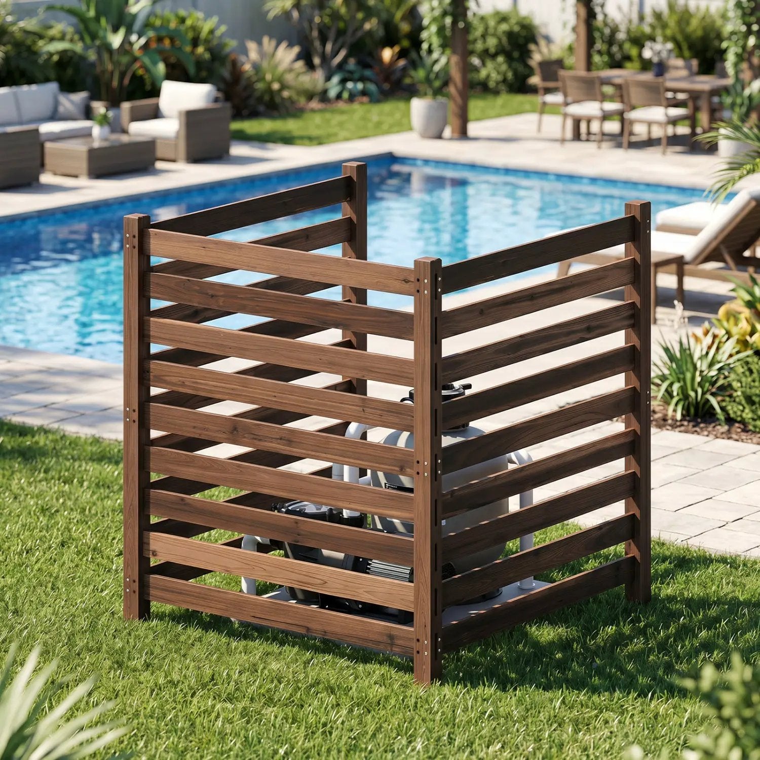 3-Panel Wooden Privacy Fence with Ground Stakes - 38.5" x 42" by DirectDeals