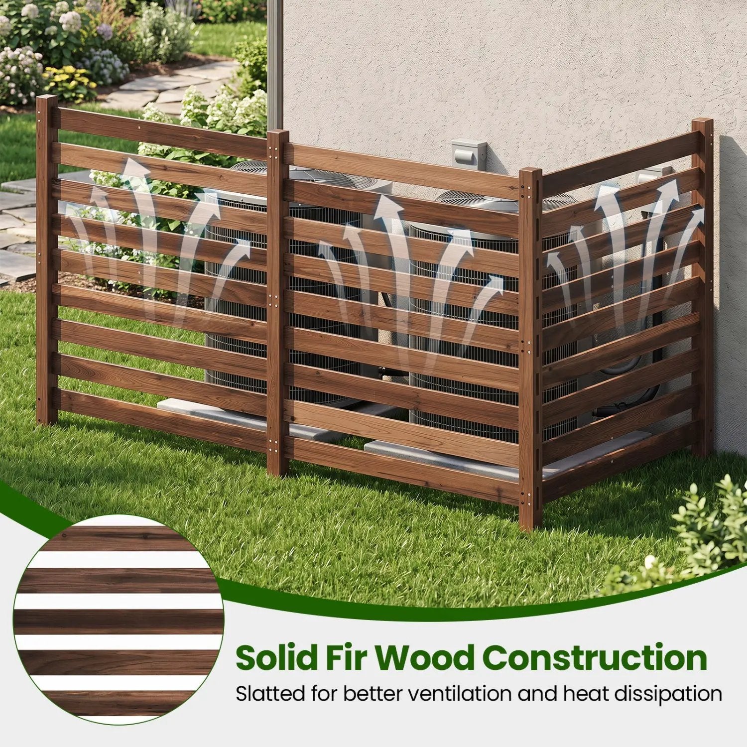 3-Panel Wooden Privacy Fence with Ground Stakes - 38.5" x 42" by DirectDeals