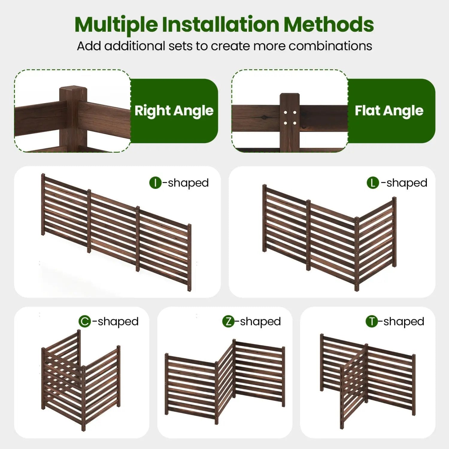 3-Panel Wooden Privacy Fence with Ground Stakes - 38.5" x 42" by DirectDeals