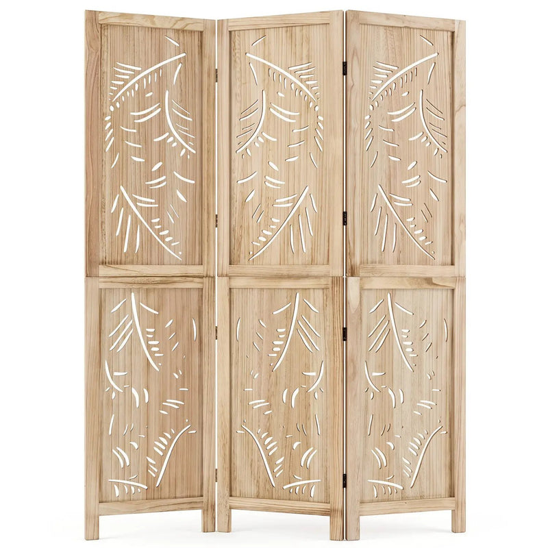 3-Panel Room Divider with Palm Leaf Design - 67" Tall by DirectDeals