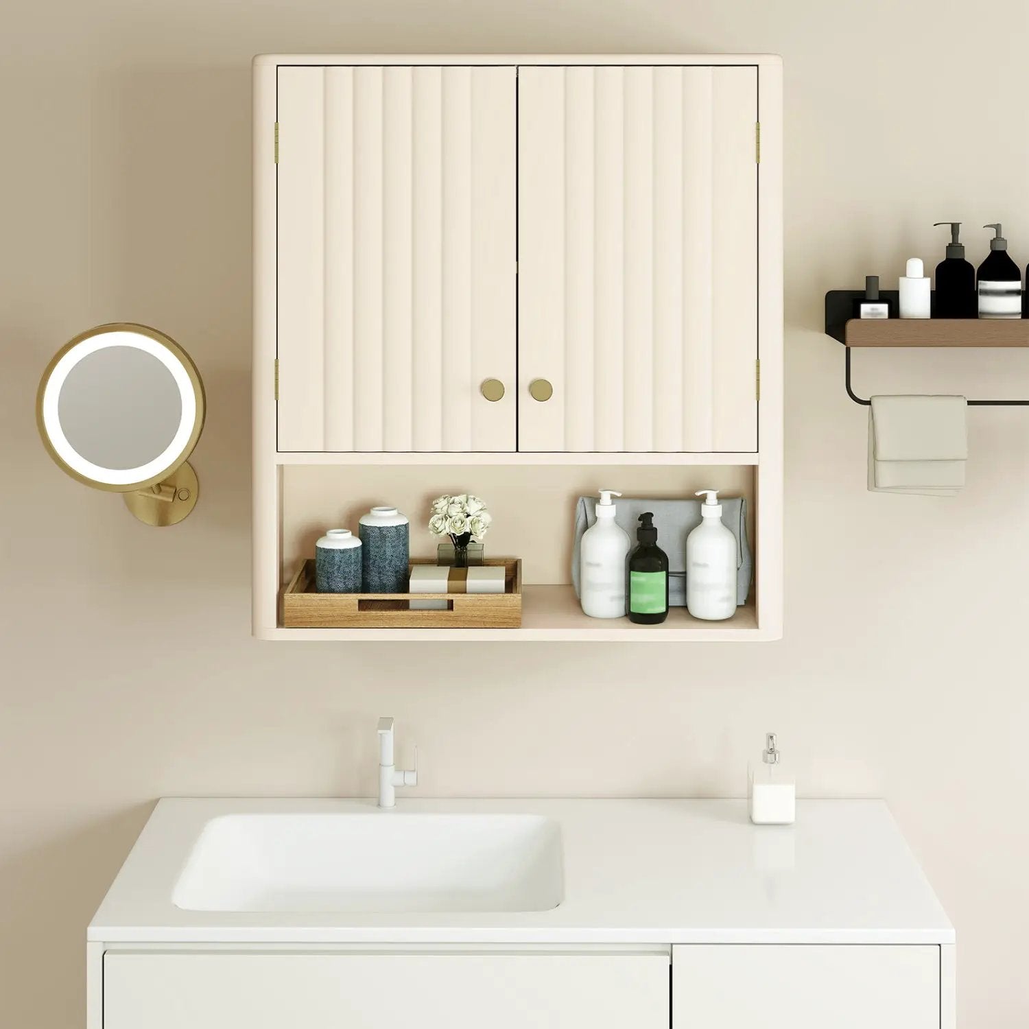 3-Piece Bathroom Cabinet Set with Fluted Doors Over Toilet Corner & Wall Cabinet by DirectDeals