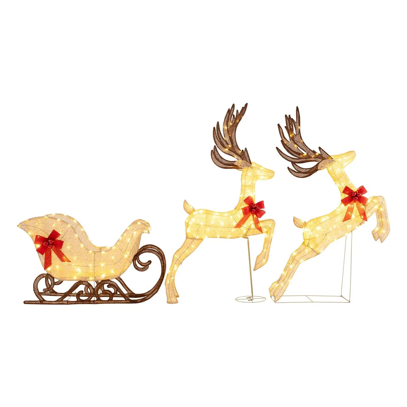 3-Piece Christmas Lighted Reindeer and Sleigh Set for Lawn & Garden by DirectDeals