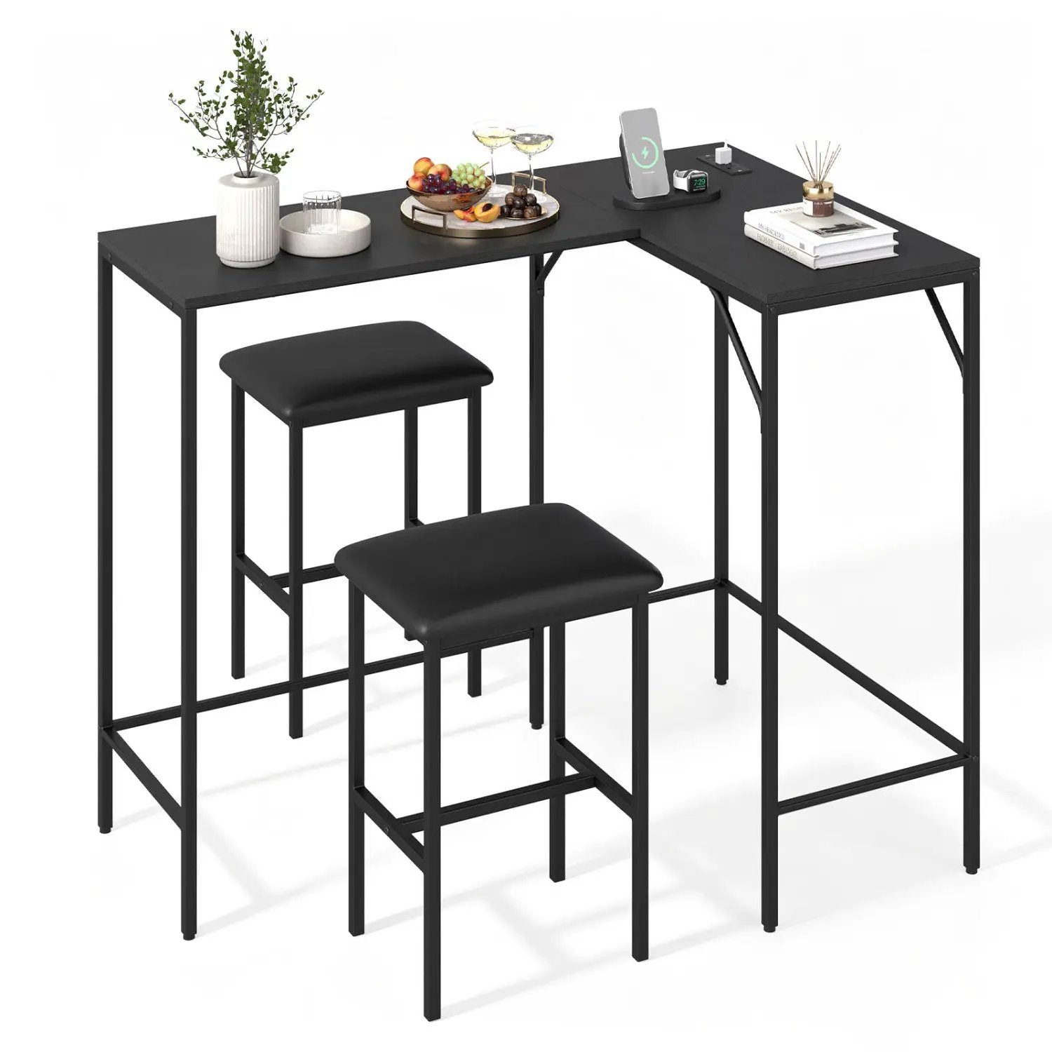 3-Piece Convertible Dining Set with Built-In Charging Station by DirectDeals