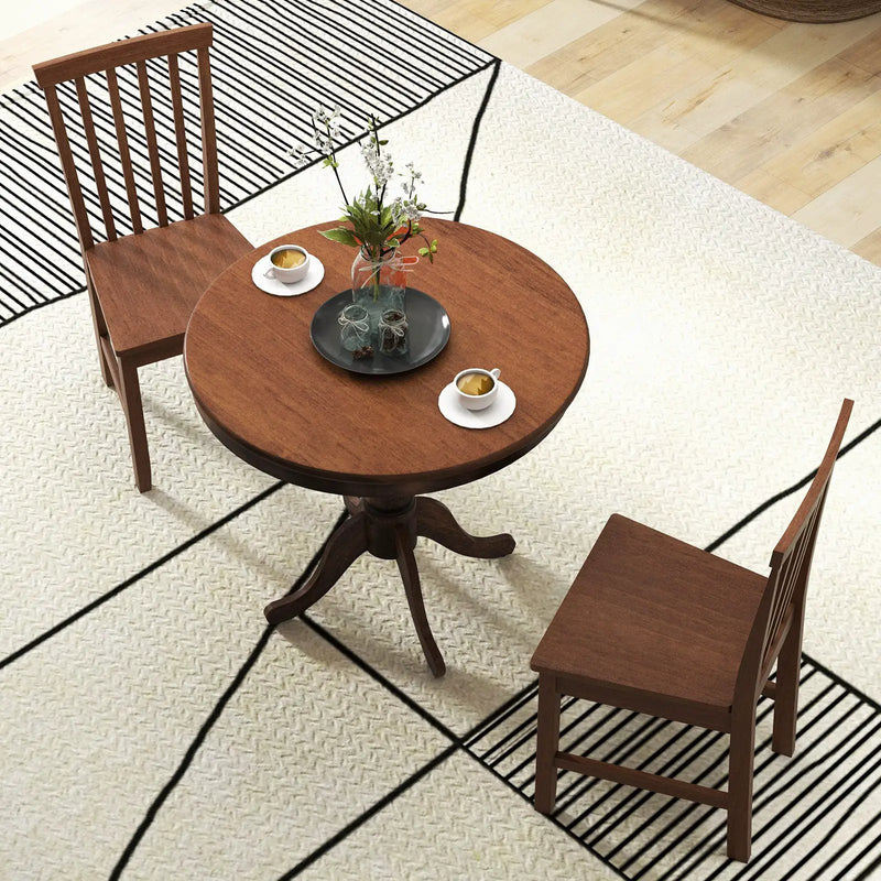 3 Pieces Wooden Dining Table and Chair Set for Cafe Kitchen Living Room by DirectDeals