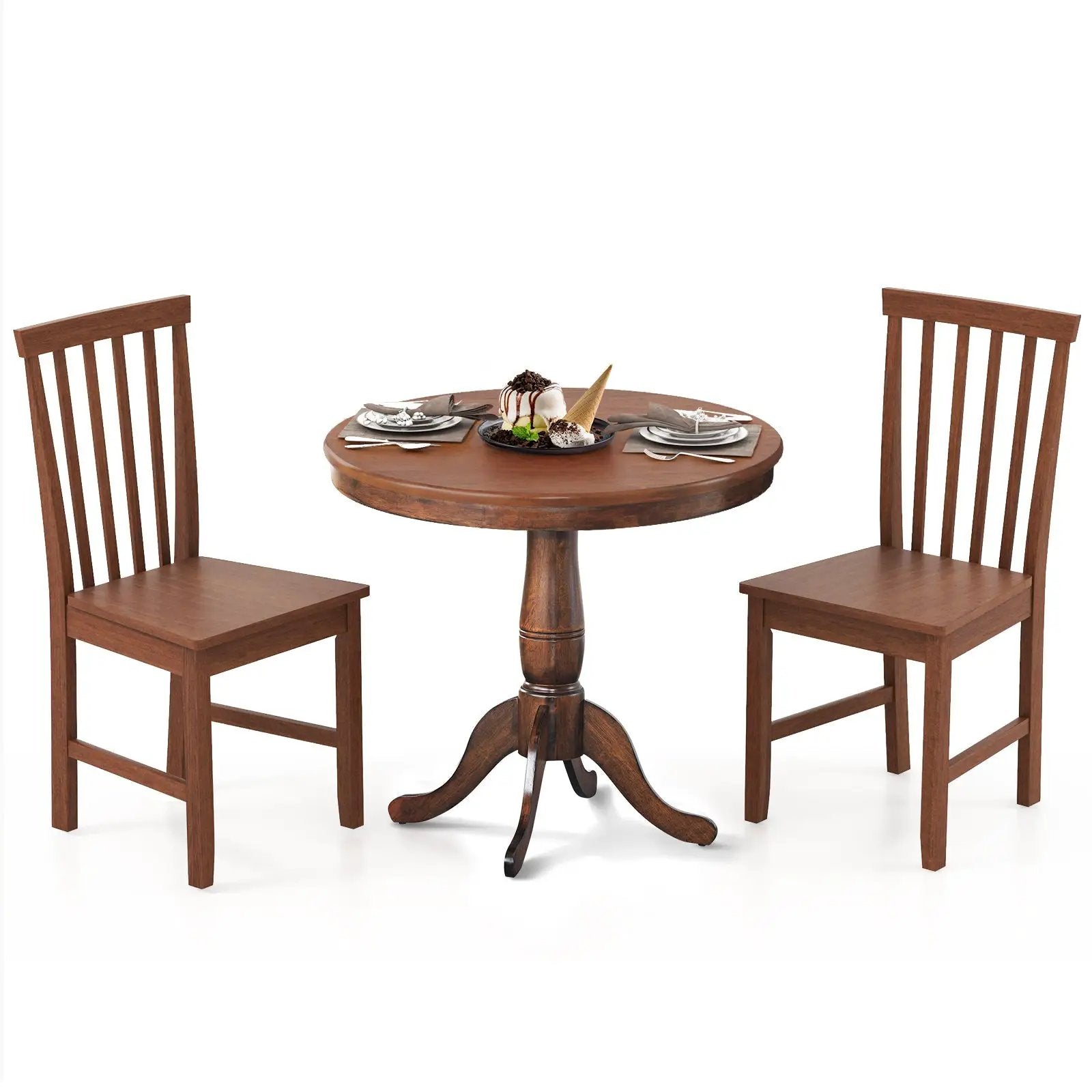 3 Pieces Wooden Dining Table and Chair Set for Cafe Kitchen Living Room by DirectDeals