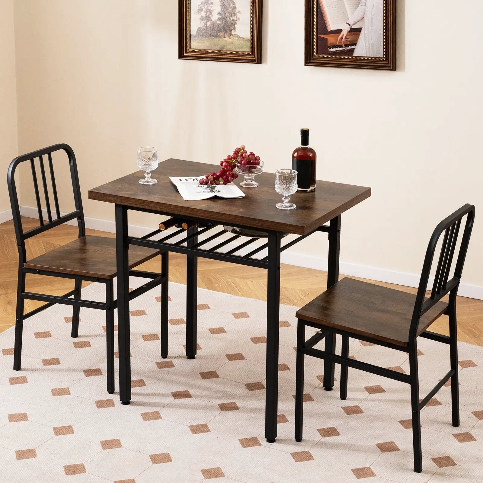 3-Piece Dining Table Set with Rectangular Kitchen Table and 2 Chairs by DirectDeals