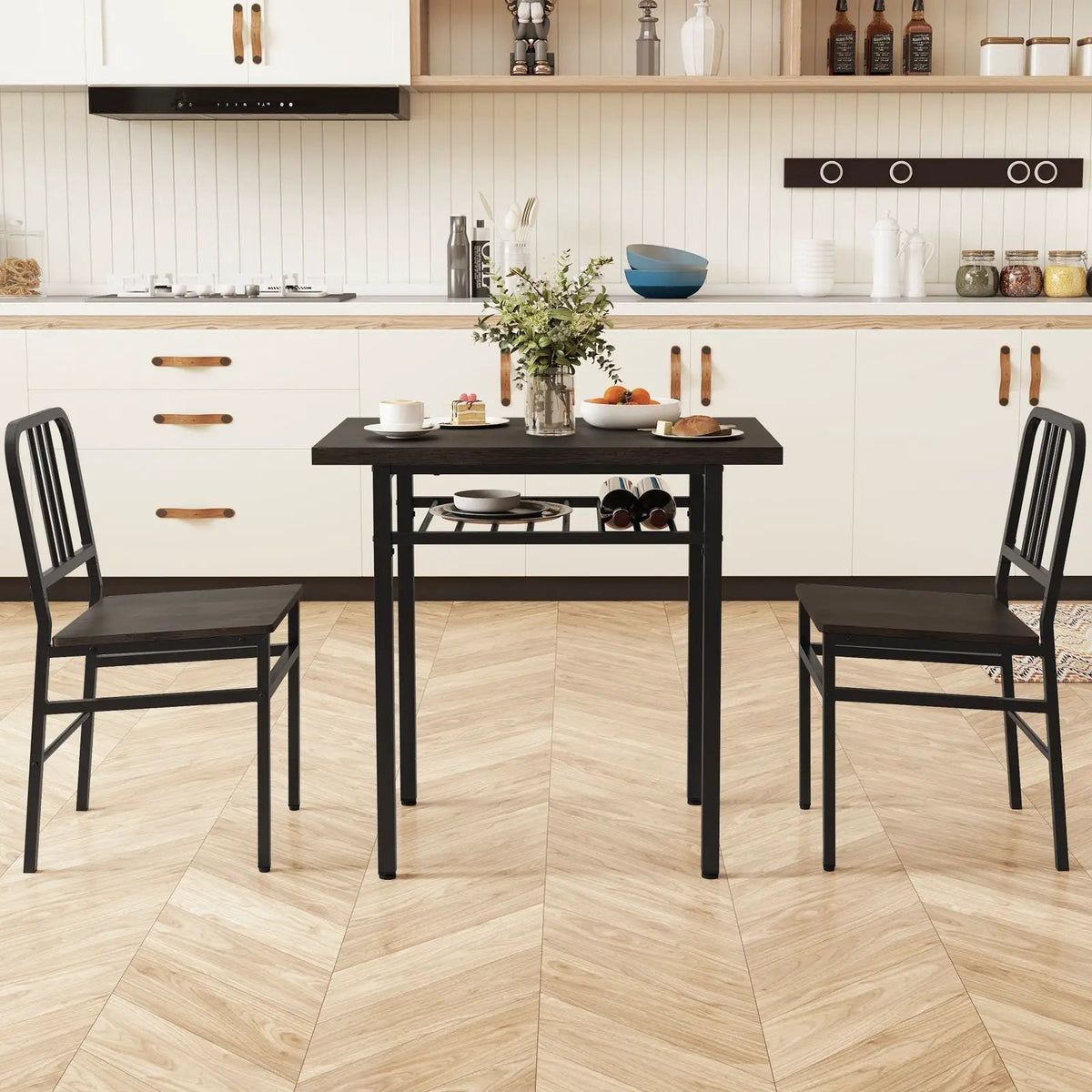 3-Piece Dining Table Set with Rectangular Kitchen Table and 2 Chairs by DirectDeals
