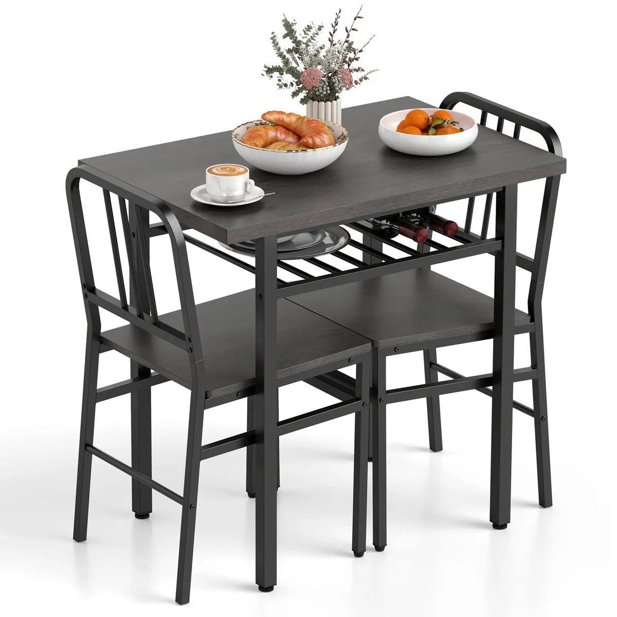 3-Piece Dining Table Set with Rectangular Kitchen Table and 2 Chairs by DirectDeals