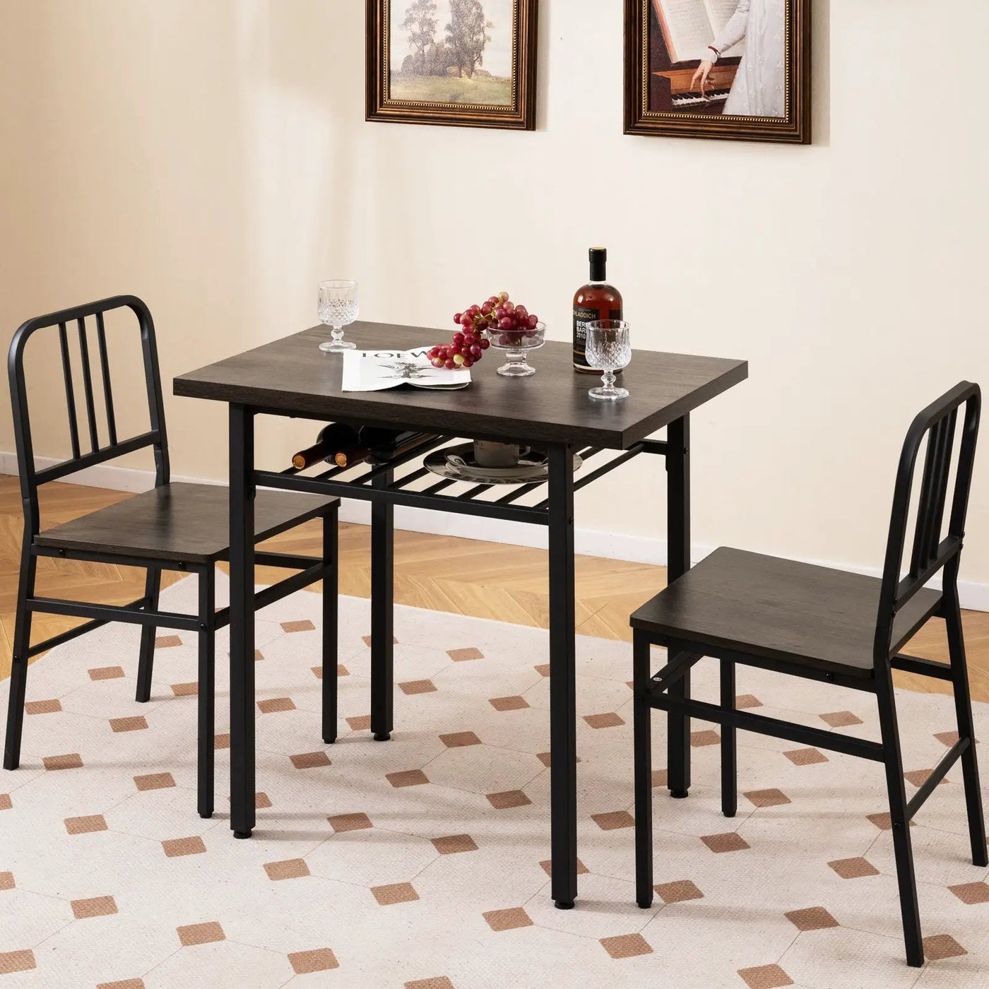 3-Piece Dining Table Set with Rectangular Kitchen Table and 2 Chairs by DirectDeals