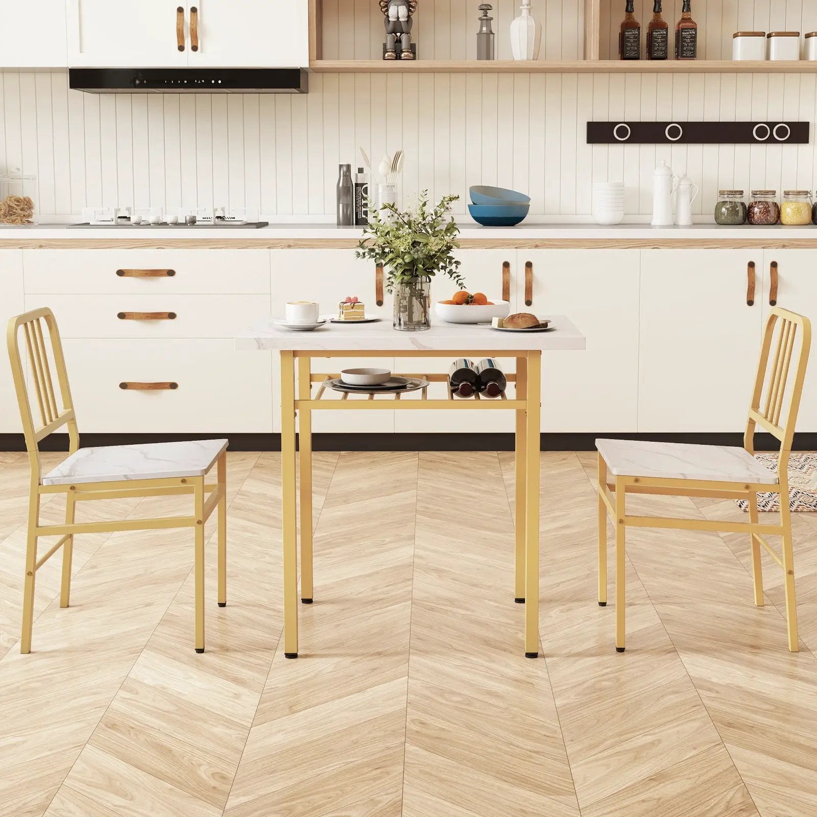 3-Piece Dining Table Set with Rectangular Kitchen Table and 2 Chairs by DirectDeals