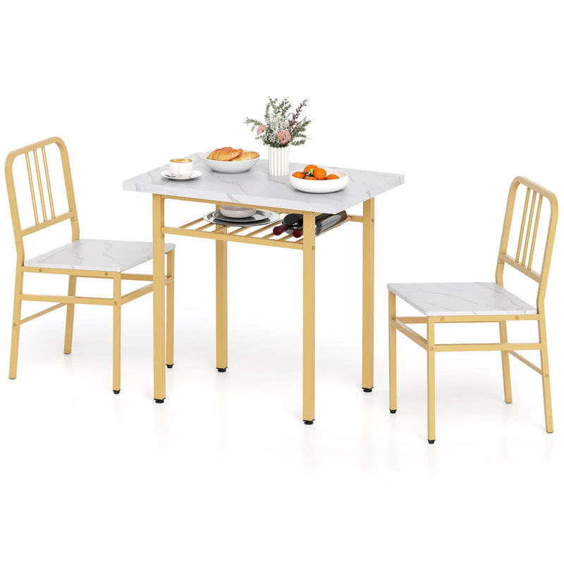 3-Piece Dining Table Set with Rectangular Kitchen Table and 2 Chairs by DirectDeals
